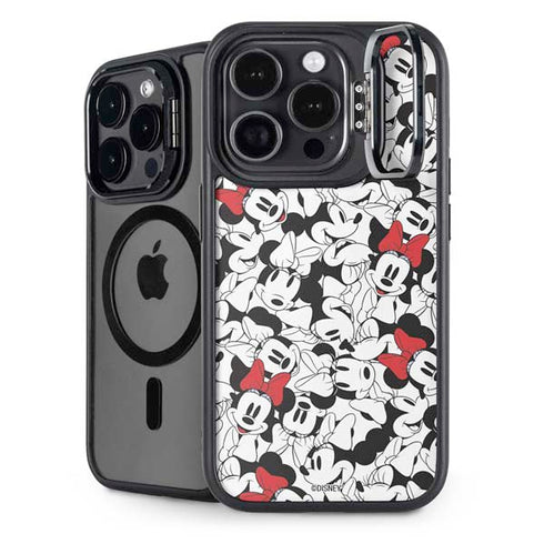Disney Minnie Mouse Red Color Pop Face Pattern iPhone 15 Pro Kickstand Case